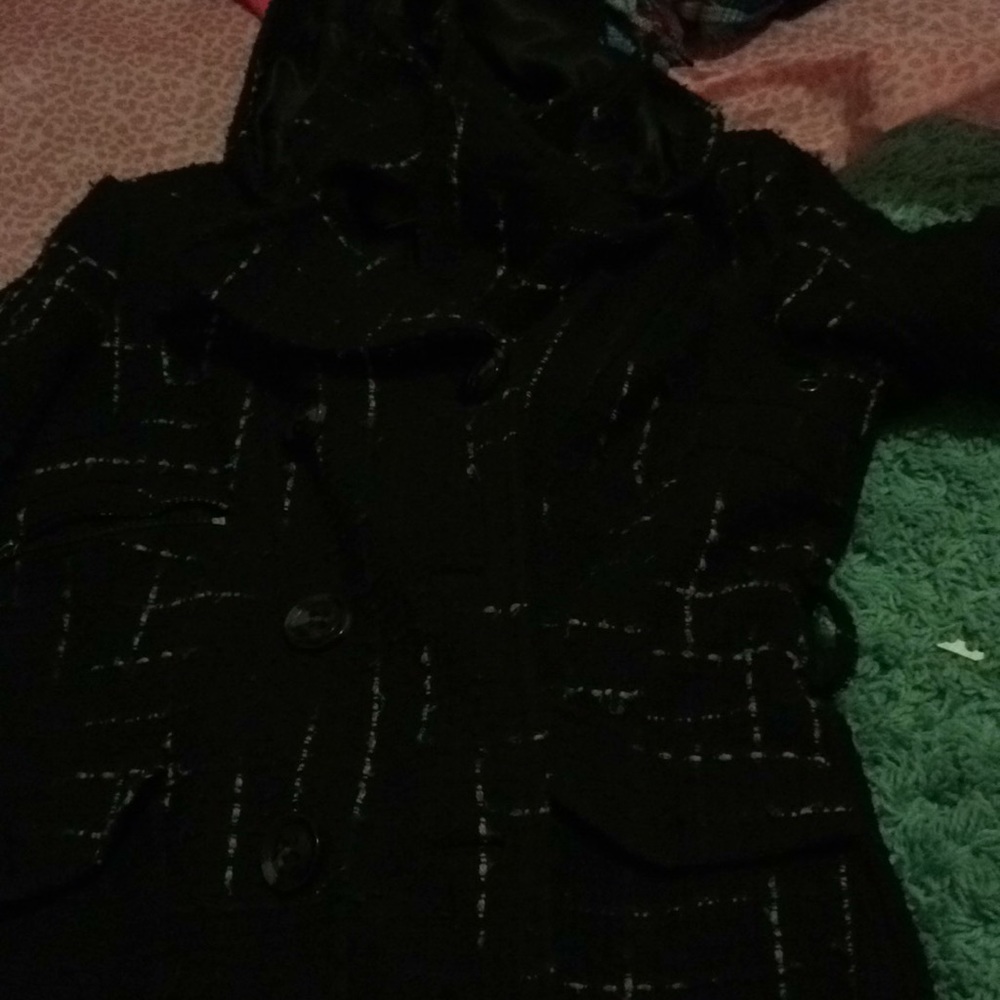 Black and white pea coat